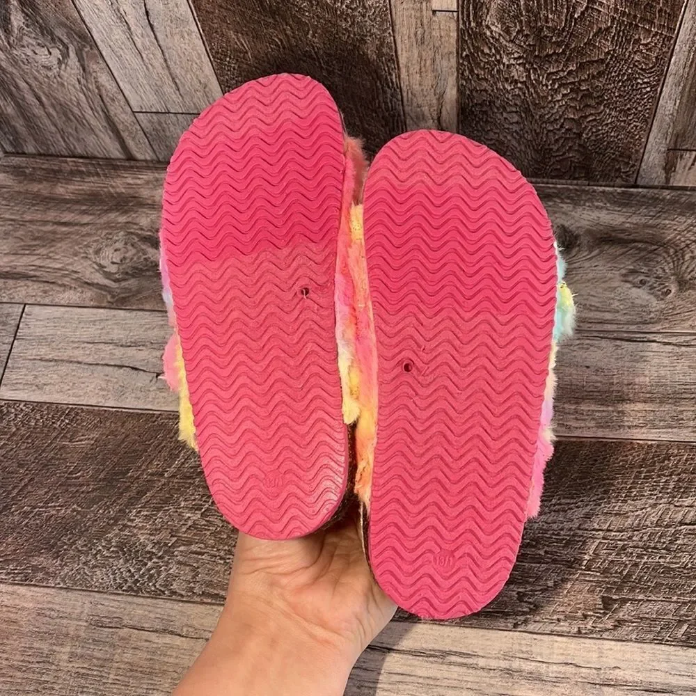 Girls Colorful Fuzzy Sandals